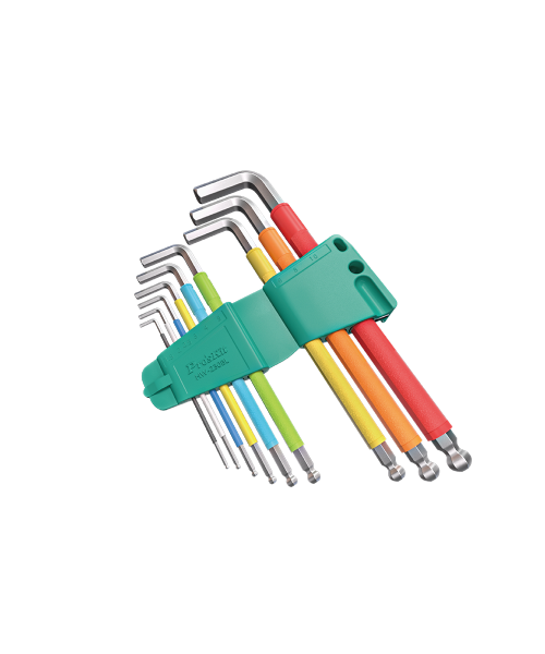 彩色加長球頭內六角扳手組(9支組)